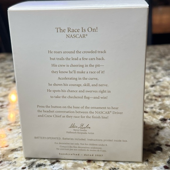 Nascar Hallmark Ornament THE RACE IS ON Magic- Has Sound - Includes Batteries - Picture 5 of 8